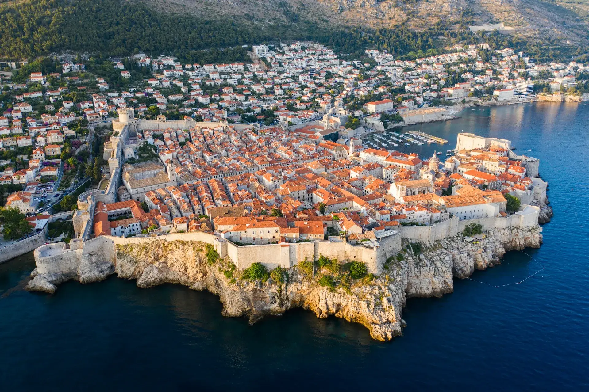 Dubrovnik city walls and Adriatic Sea