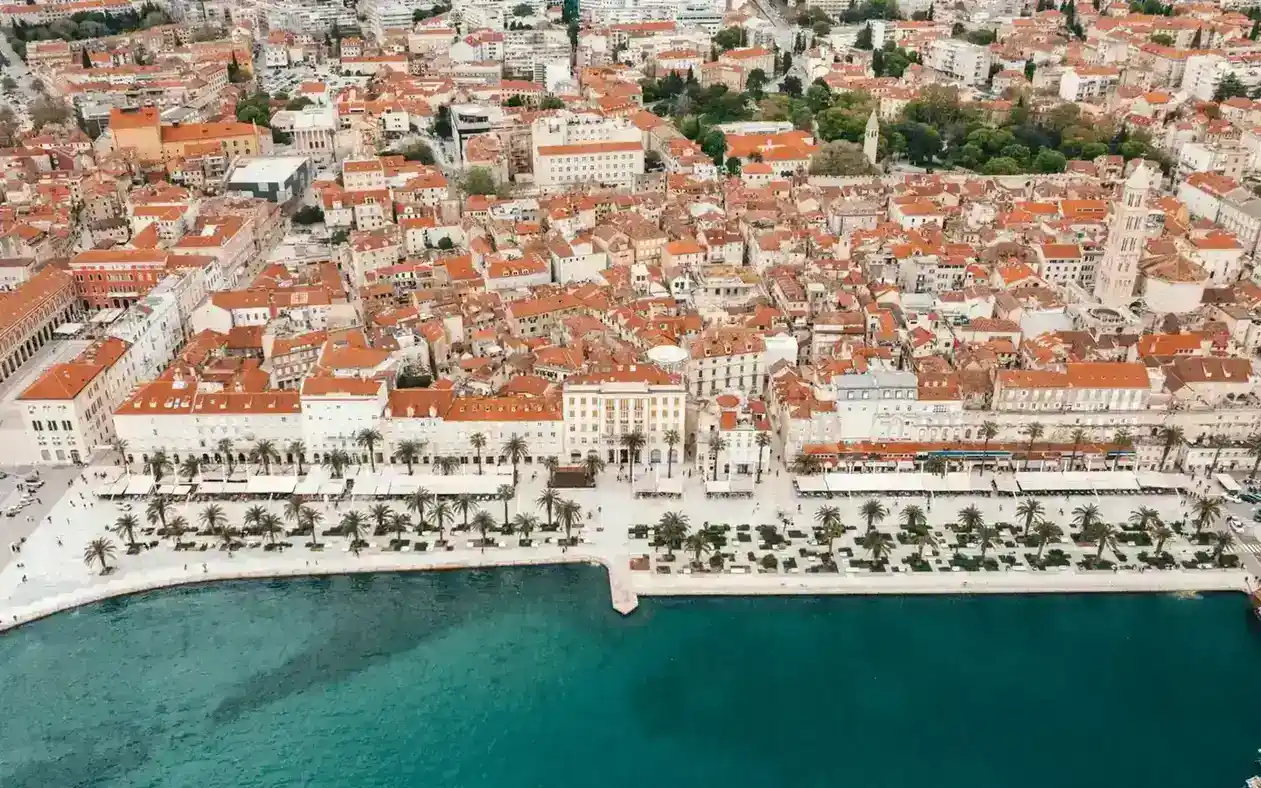 Aerial view of Split Croatia coastline