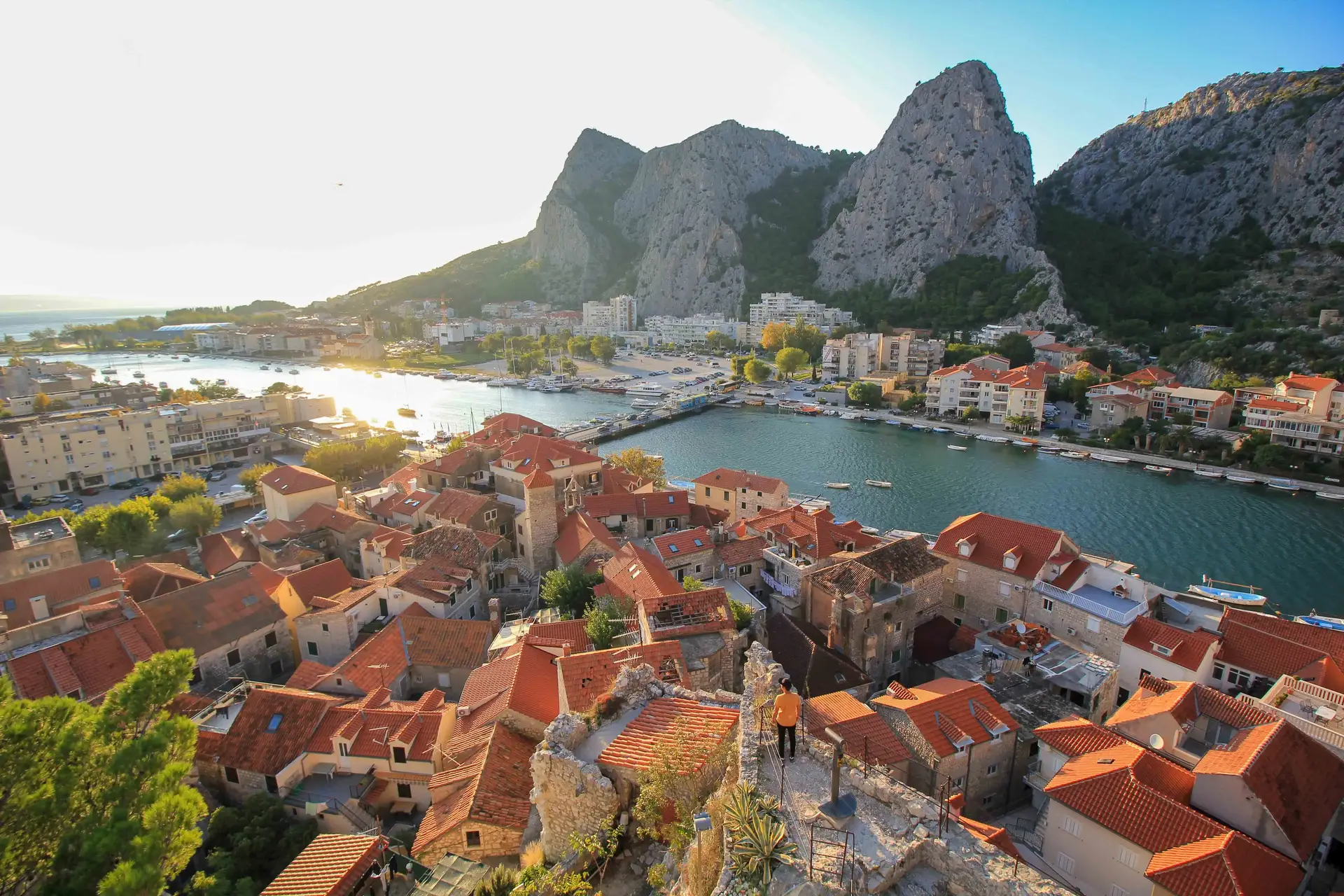 Aerial view of Omiš and the Adriatic coast
